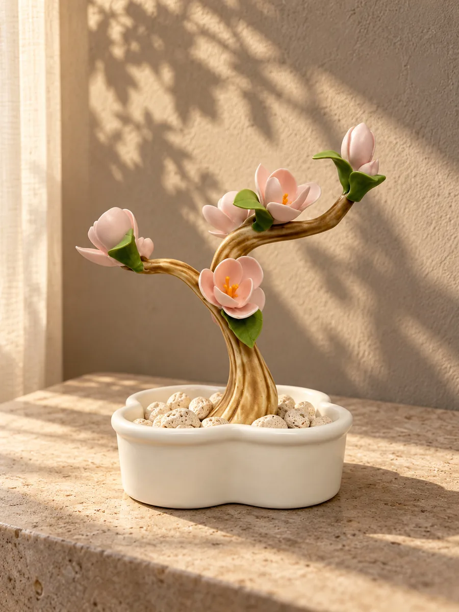 粉色瓷花