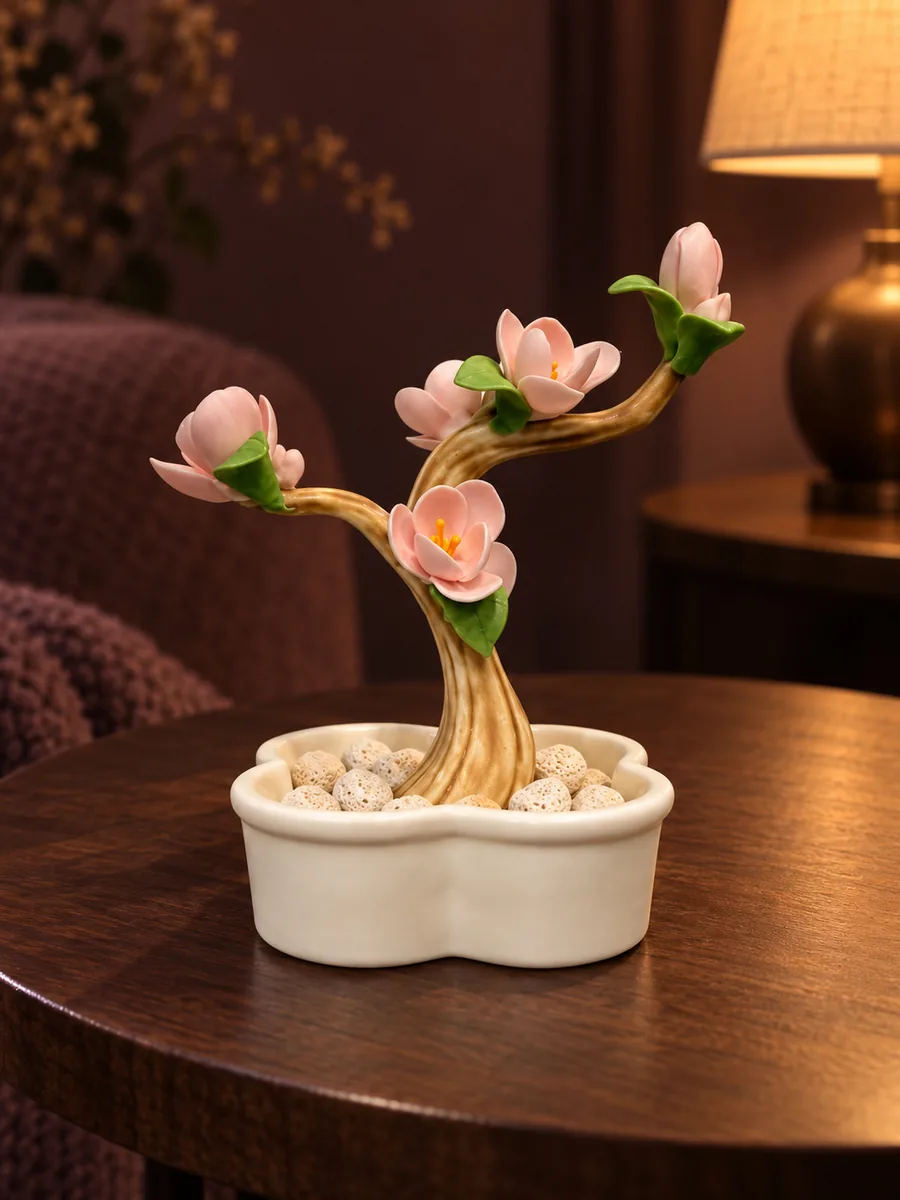 粉色瓷花